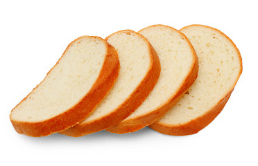 Image showing loaf yummy pieces bread isolated on white background