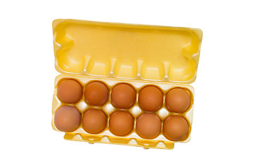 Image showing egg box packaging grid eggs isolated