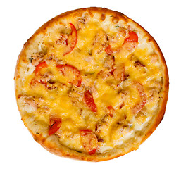 Image showing baked pizza fast dinner crust italian food cheese isolated white