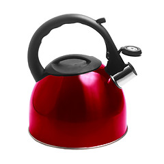 Image showing kettle red isolated on white background with clipping path
