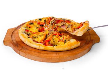 Image showing pizza isolated white cheese italian food tomato meal fast dinner