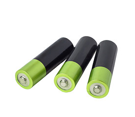 Image showing battery green three isolated on white background clipping path