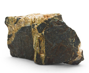 Image showing granite black with stripes stone isolated on white background (i