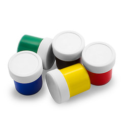 Image showing banks full-color oil paint bottles isolated on white background