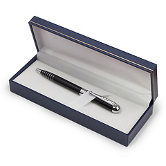 Image showing black ballpoint pen isolated gift box