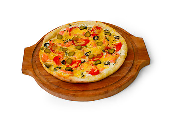 Image showing pizza isolated white cucumber food cheese italian tomato meal fa