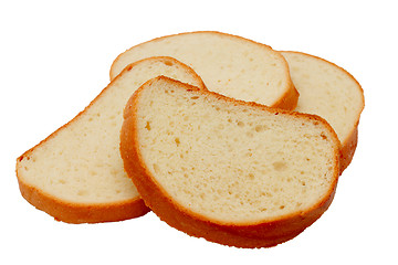 Image showing pieces of bread loaf isolated on white background clipping path