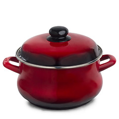 Image showing pan red kitchen pot isolated on white background