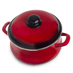 Image showing pan red kitchen pot isolated