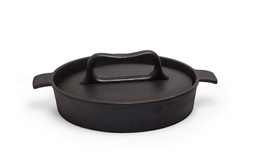 Image showing skillet black kitchen design roaster pan cover fry isolated