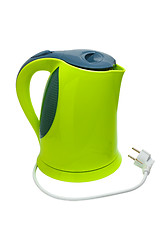 Image showing electric tea green kettle isolated on white background clipping