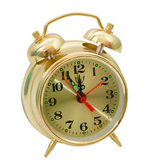 Image showing alarm clock yellow gold isolated