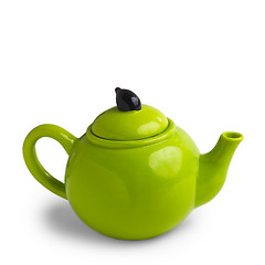 Image showing green teapot isolated on white background