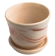 Image showing cup empty flower pot beige ceramic isolated (clipping path)