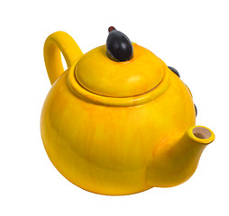 Image showing kettle yellow ceramic teapot tea isolated