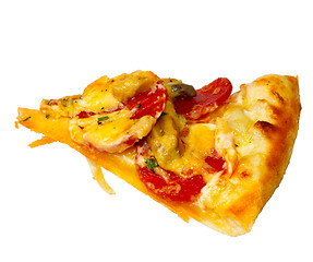 Image showing pizza tasty slice piece appetizing isolated a on white backgroun