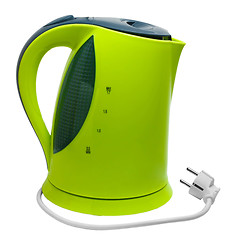 Image showing electric green tea kettle isolated on white background with clip