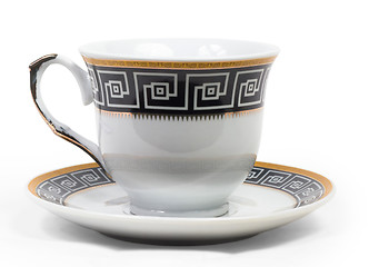 Image showing cup saucer english decorated with antique isolated