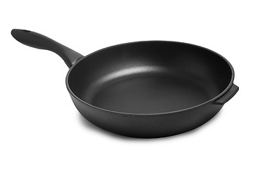 Image showing black frying pan for the kitchen on a white background