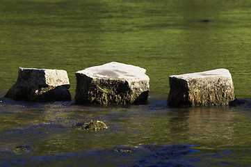 Image showing 3 stepping stones in river