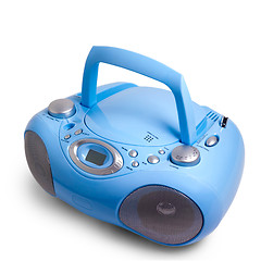 Image showing stereo blue radio boom box recorder CD mp3 isolated