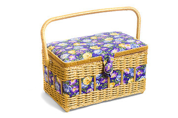 Image showing wicker basket casket on white background