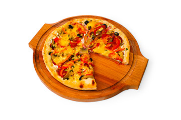 Image showing pizza white isolated cheese italian food tomato fast meal dinner