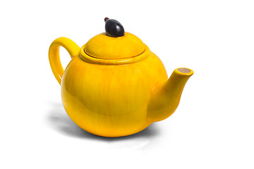 Image showing kettle ceramic yellow teapot tea isolated