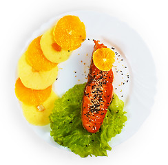 Image showing fish plate boiled salad isolated on white background