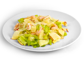 Image showing apples shrimp salad isolated a on white background