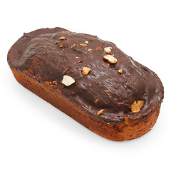 Image showing dessert brown chocolate nuts cake isolated