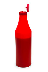 Image showing red bottle plastic ketchup isolated on white