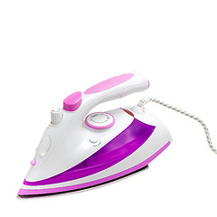 Image showing purple electric steam iron isolated on white background