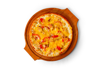 Image showing isolated fast dinner crust baked a pizza food cheese italian tom