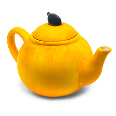 Image showing ceramic kettle yellow teapot tea isolated (clipping path)