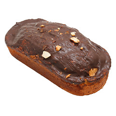 Image showing dessert brown chocolate nuts cake isolated (clipping path)