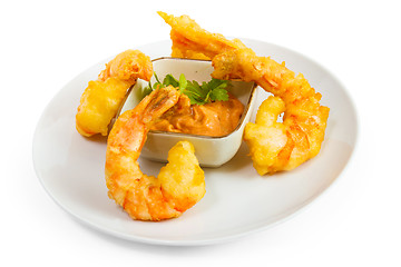 Image showing fried shrimp and paste isolated a on white background