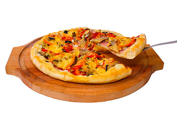 Image showing pizza isolated white cheese italian food tomato meal fast dinner