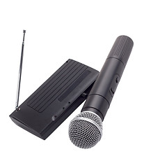 Image showing wireless radio microphone with receiver station antenna isolated