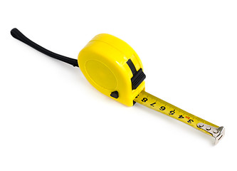 Image showing measuring instrument measuring tape on white background
