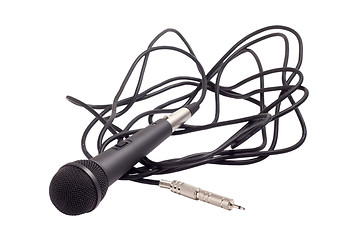 Image showing microphone black jack with cord isolated on white background cli