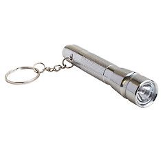 Image showing flashlight silver torch isolated on white background clipping pa