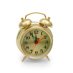 Image showing alarm clock gold isolated