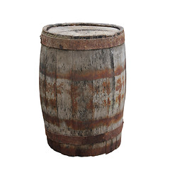 Image showing old barrel is isolated on a white background