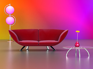 Image showing Modern red couch