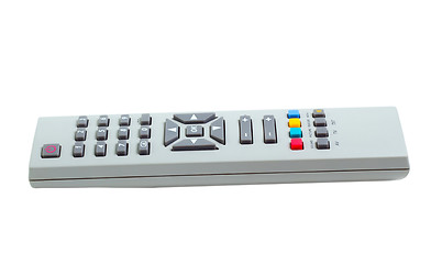 Image showing remote control tv silver isolated white background (clipping pat