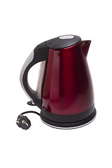 Image showing red kettle electric isolated white background clipping path