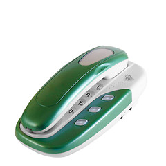 Image showing phone isolated green call communication on a white 