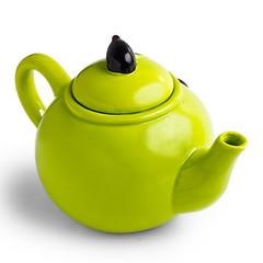 Image showing green teapot kettle isolated on white background