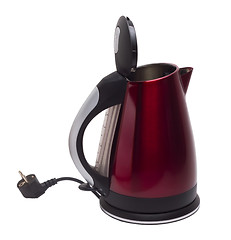 Image showing red teapot electric kettle isolated white background clipping pa